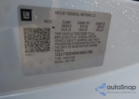 2019 Chevrolet Corvette Z06 z USA, uszkodzony, nr VIN 1G1YS2D60K5601785